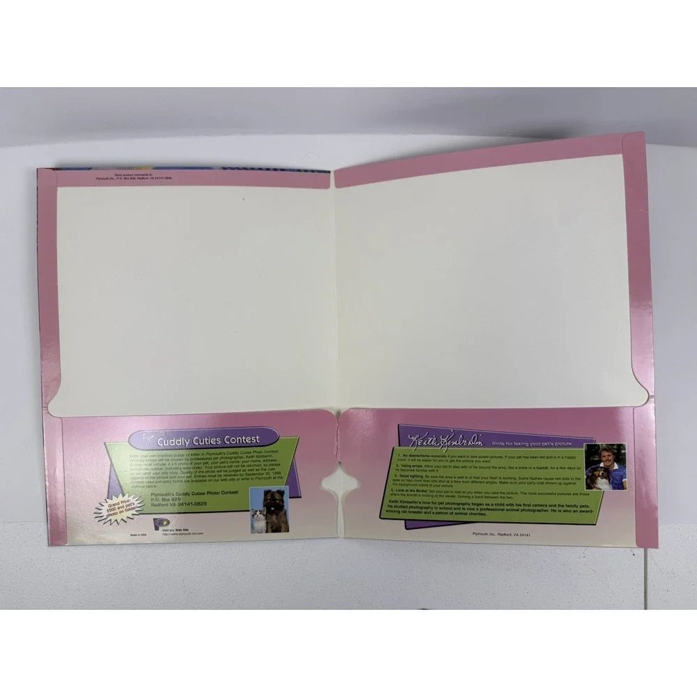 Cuddly Cuties Vintage 2 Pocket Portfolio Folders set of 2 cats and dogs 1999